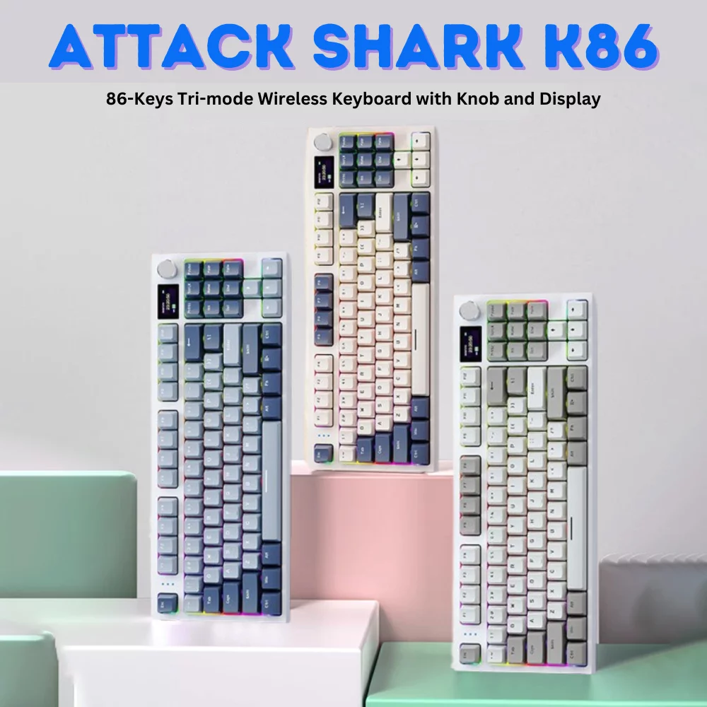 Attack Shark K86 Gasket Mounted Tri-Mode Wireless Hotswappable Keyboard  with Display » Spark Technology